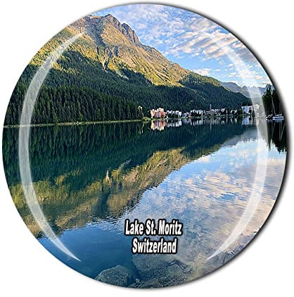 Kühlschrankmagnet See, St. Moritz, Schweiz, Kristall, Touristen, Souvenir, Geschenk-Kollektion, Kühlschrankmagnet, magnetischer Aufkleber