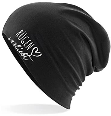 Huuraa Beanie Rügen verliebt Geschenk Black Rügen Präsent