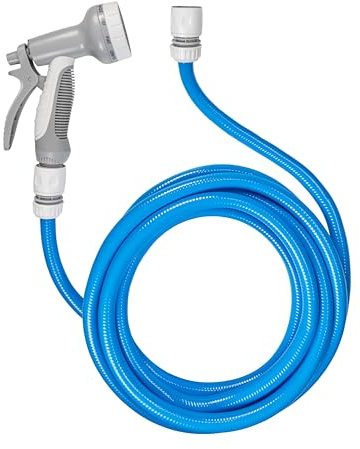 Dog Outdoor Washing/Grooming Set with Universal Garden tap Fittings,Flexible 4 Layer Quality Hose with Multi Pattern Trigger Spray Gun (10m)