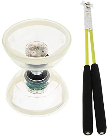 F Fityle Jonglierspielzeug Dreifachlager Diabolo mit Stöcken Und Schnur - Weiß