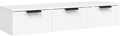 vidaXL Armario de Pared Mueble Aparador Almacenaje Cajones Colgante para TV Estante Flotante Salón Decoración Madera Contrachapada Blanco