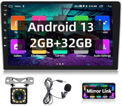 Podofo Radio de Coche Doble DIN Android con GPS Navi, Bluetooth, 24 Escritorios Temáticos 2 DIN Estéreo de Coche con Pantalla de 9 Pulgadas con WiFi, FM/RDS, Cámara Trasera (2+32G)
