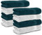 Komfortec 8er Handtücher 50x100 cm Set aus 100% Baumwolle, Frottee, Weich, Petrol/Weiß