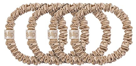 Slip Silk 100% Maulbeerseide Haargummi Set - Schonende Scrunchies gegen Haarbruch, 4 Zopfgummis im Set, Silber