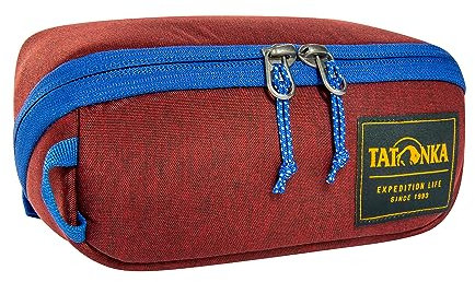 Tatonka Kulturbeutel Square Zip Pouch S (1L) - Aufklappbare Waschtasche mit 2 Reißverschluss-Netztaschen PFC/PFAS-frei - 8 x 19 x 7 cm (Tango)