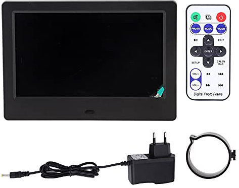 Akozon Digitaler Bilderrahmen, 7-Zoll-HD-Bildschirm, Digitaler Bilderrahmen, Wecker, Musik, Film-Player, Intelligenter Bilderrahmen (Schwarz)