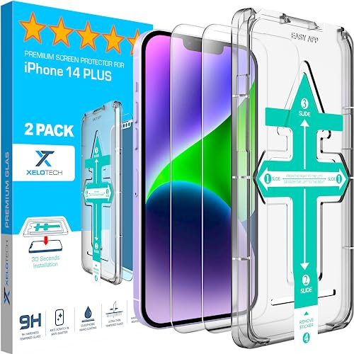 XeloTech Schutzglas für iPhone 14 Plus - Echtes Premium Hartglas - Keine Schutzfolie aus Plastik (Ultra Transparent)