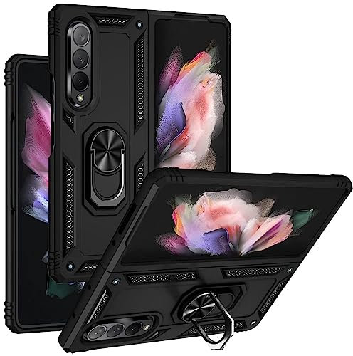 CoolGadget Outdoor Handyhülle für Samsung Galaxy Z FOLD 3 Outdoor Case, Defender-Design mit stoßfestem Rundumschutz und Ringhalter, kompatibel mit Samsung Galaxy Z FOLD 3 (7,6 Zoll), Schwarz
