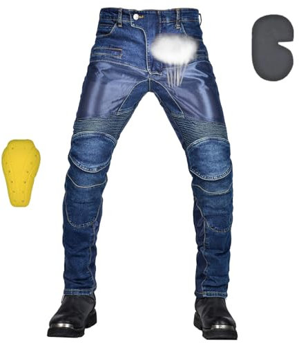 oFzimTo Motorradhose Herren mit Protektoren, Motorrad Jeans, Atmungsaktiv Motorrad Hosen Herren - 4X Schutzausrüstung