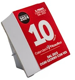 Il Calendario Filosofico 2024 mit Pappständer, Der Erste und Das Original Tischkalender mit 365 Tagen philosophischer Sätze, Made in Italy, Format A7, 7,4 x 10,5 cm