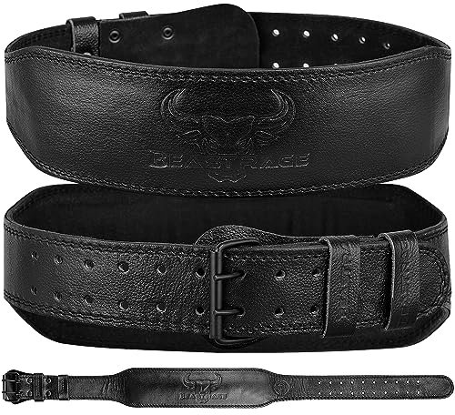 Gewichthebergürtel für Männer und Frauen, Leder-Gürtel zum Gewichtheben, 4 Zoll gepolsterte Lendenwirbelstütze, 10 verstellbare Löcher, ideal für Powerlifting und Kreuzheben, S, SCHWARZ