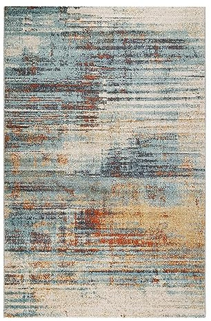 Gewebter In-& Outdoor Teppich von Esprit wetterfest und farbecht im Vintage Look für Balkon, Terrasse, Garten, Küche, Flur, Wohnmobil und Camping – Elouisa (133 x 200 cm, türkis meliert)