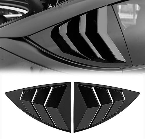 Rear Side Window Louvers Compatible with Tesla Model Y 2020-2023 Air Vent Scoop Shades Cover Blinds (Glossy Black)