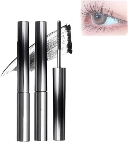 Iron Brush Mascara, Curling Iron Mascara, 3D Curling Eyelash Iron Mascara, Waterproof Curling & Voluminous Mascara, Bristleless Mascara. (2PCS Black)