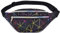 YUNHE Gürteltasche, holografische Bauchtasche mit PU-Leder, glänzende Gürteltasche, Festival, Rave, Bauchtasche für Damen, Reisen, Party, Sport, Laufen, Wandern, Schwarz , modisch