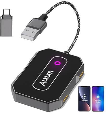 Alxum 2 in 1 CarPlay Adapter & Android Auto Wireless Adapter für Werksverkabelte CarPlay Autos-Plug & Plug Carplay Wireless Adapter Convert Wired to Wireless CarPlay Dongle Fit iOS 10+& Android 12+