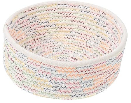 Zerodeko Make-up-Behälter Aufbewahrungskorb Geflochtener Korb Tischmülleimer Weiß Büro Baumwollseil Rattan Aufbewahrungstasche Pflanzendekor