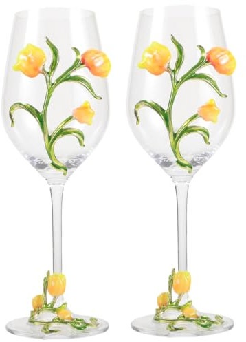 PRETYZOOM 2pezzi Bicchieri Da Vino Con Base Stabile Da Eleganti Calici Per Cocktail e Feste Design Fiore Per Occasioni Speciali Sicuro e Resistente Perfetti Per Vino e Bevande Rinfrescanti