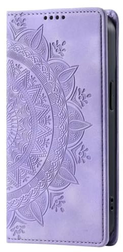 Hülle für Sony Xperia 10 V 2023, Lederhülle Sony Xperia 10 V 2023 Mandala Handyhülle Stoßfest Book Wallet PU Leder Etui Magnet Kartenfach Schutzhülle Tasche Cover Bumper Handy Hüllen lila