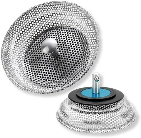 2 Pieza Tapón de desagüe de colador Grueso, Tapón de Fregadero Filtro 304 de Cocina, Filtro Fregadero, Colador de Fregaderos de Acero Inoxidable,para Cocina,residuos de Filtro y Evitar el Bloqueo 80mm
