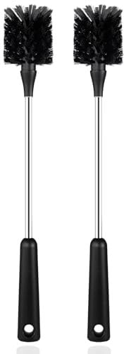 [2 Pack] Water Bottle Brushes, Stainless Steel Long Handle Baby Bottle Scrub Cleaning Brush for Sports Bottles, Cups, Dishes, Coffee Mugs, Glasswares, Tumblers, Wine Decanters