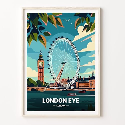 London Eye, poster da viaggio iconico britannico, perfetto per decorare la casa e occasioni speciali