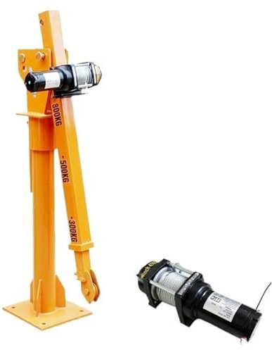 DDKYHU Fahrzeugmontierter Haushaltskran-Hebezeug 12 V, 24 V, 220 V, LKW-montierter Kleinkran (Farbe: Winde 12 V, 3000 lbs manuell) (12 V, 800 kg Schalter B)