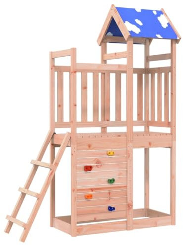 vidaXL Torre de Juegos con Pared Escalada Madera pino 110,5x52,5x215 cm, Patio de recreo, Torre de Escalada, Equipo de Juego de jardín, casa de Juegos
