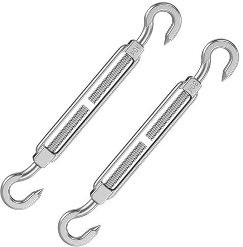 2 Stück Spannschloss M8, Drahtspanner 304 Edelstahl Spannschlösser Verstellbare Drahtseil Spanner Seilspanner mit Haken Spannhaken für Seil Sonnensegel Gartendraht Zaunspanner