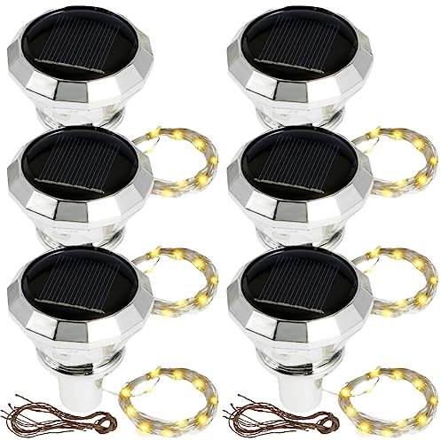 Lot de 6 guirlandes lumineuses solaires en forme de diamant pour bouteille de vin, 2 m, 20 LED, fil de cuivre, IP65, étanche, bouchon de liège, veilleuse, marche/arrêt automatique pour fête de