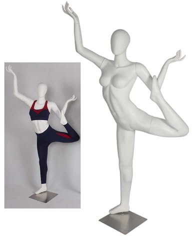 Yoga-Pose-Frau-Schaufensterpuppe Ganzkörper, Ausstellungskleidungs-Torso, leichte Schaufensterpuppe, abnehmbarer Sport-Schaufensterpuppen-Körperladen (White )