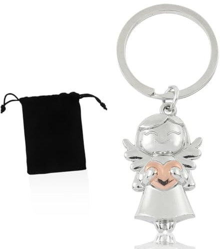 ZKGYUS Llavero con diseño de ángel de la guarda, ángel de Navidad de metal, Dulce ángel colgante,Llavero de protección de ángel para bendecir la paz, amuleto de la suerte