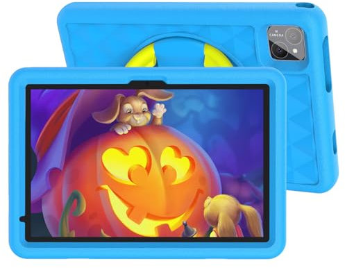 VASOUN 10 Zoll Kinder Tablet mit Gehäuse, Android 14 Tablets, 5G WiFi, 128 GB ROM, Dual Kamera, 8000mAh, Kindersicherung, Kindersoftware Vorinstalliert, Pädagogisch (Blau)