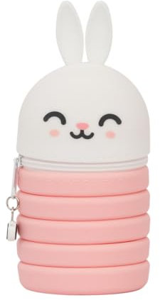 Mr. Wonderful - Trousse Extensible en Silicone - Lapin - Trousse à Crayons en Silicone - Extensible - avec Fermeture à glissière