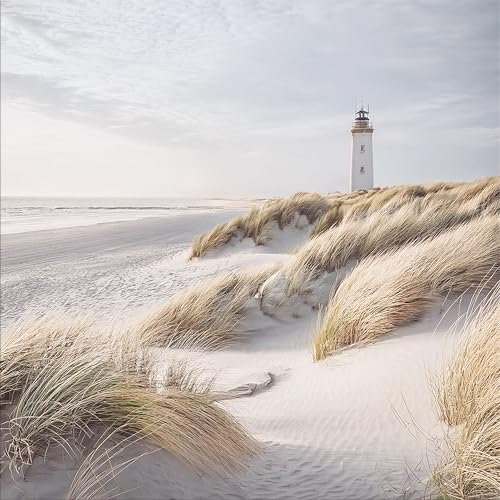 artissimo, Glasbild, 30x30cm, AG5609A, Landschaft/Natur: Strand und Meer IV, Bild aus Glas, Wanddekoration aus Glas, Wandbild Wohnzimmer modern, Dünen-Landschaft, hell, blau beige