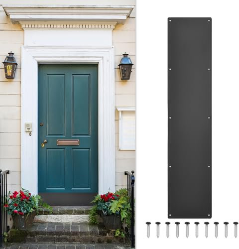 Map Aluminum Door Kick Plate, 8x30 Inches, 1.5mm (1/16 Inch) Thickness for Exterior Doors, Black (Single Pack)