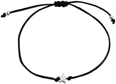 Dumhuts Bracelet pour Femme en Macramé avec Étoiles Argentées, Taille Réglable, Artisanal, Idéal pour Cadeau, Livré dans un Sac à Bijoux - Parfait pour Anniversaires et Autres Occasions Spéciales
