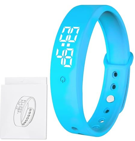 Leises Vibrationsalarm-Armband für Personen mit Partner/Neugeborenen/Kindern, 6 × Alarme, Pillenerinnerung, Wecker, Armbanduhr, 3 × fache Temperaturmessung für Tiefschläfer/Hörgeschädigte Gehörlose