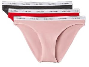 Calvin Klein Women's BIKINI 3PK 000QD5207E Bikini, Red (CHARCOAL GREY/ADRENILINE RUSH/SUBDU), S