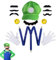 KHDULQ Mario Kostüm Accessories,Luigi Kostüm Kinder Erwachsene,Karneval Mottoparty Cosplay mit Rot Hut Kappen Schnurrbärte Handschuhe Bart Gelbe Knöpfe,Faschingkostüme,für Kinder Damen Herren (Grün B)