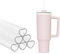6 Pack Replacement Plastic Straws with 2 Cleaning Brushes, Reusable Long Thick Transparent Straw for Stanley 30oz/40oz Tumblers Water Bottles Cup, Easy to Clean, Food Grade & BPA Free (Heart Shaped)