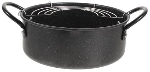 DONFAMDS Freidora De Hierro y Acero Inoxidable Sartén para Tempura con Escurridor