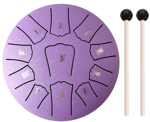 XPJYUA Handpan-Trommel 6/3 Zoll 11/6 Noten Mini Handpan Drum Finger Picks Schlaginstrumente Sound Healing Steel Tongue Drum for Meditation Yoga(11 Notes Purple)