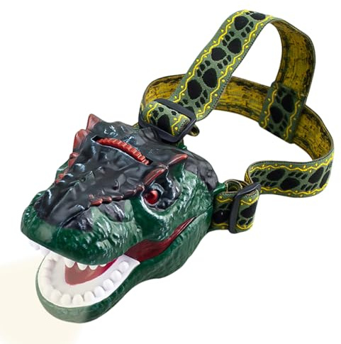 20.5x8.5x7 Cm PP Kids Head Torch Dinosaur Projector With Headlight Adjustable Headband Dinosaur Projector Toy Boys Girls Early Education Toy Headlamp LED For Reading Running Camping