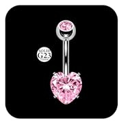 AceFun Herz Bauchnabel Piercing 8mm 1 Stück 14G Titan Bauchnabel Piercing Schmuck Rosa Cubic Zirkonia Cute Heart Shaped Belly Button Piercing Stud für Frauen