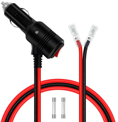 YINGAYOU Allume Cigare Male avecInterrupteur 12V 24V Prise Allume Cigare Male avec Cable 14AWG 20A avec LED Fusible pour Voitures, Camions, Camping Cars (1 m)