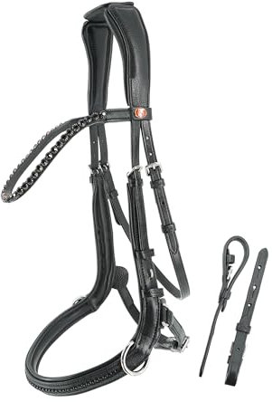 Kieffer Trensenzaum Gebissloser Zaum Ultrasoft AVA schwarz/schwarz unterlegt, Größe Pferd:Warmblut