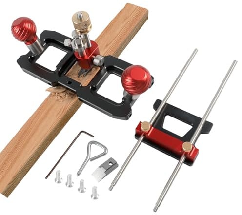 Fräsmaschinen-Hobel, präzise einstellbare Tiefe mit Präzisionsrad aus Aluminiumlegierung mit 4 scharfen Ersatzklingen, vielseitiges Handwerkzeug für die Holzbearbeitung, Finishing