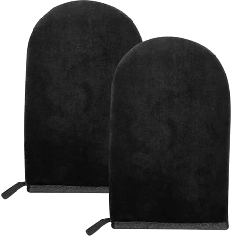 ACKKOR 2 Stück Bräunungshandschuh | Waschbarer Selbstbräuner-Handschuh | Wiederverwendbar und doppelseitig | Für Sonnenpflege und Selbstbräunung (Schwarz)