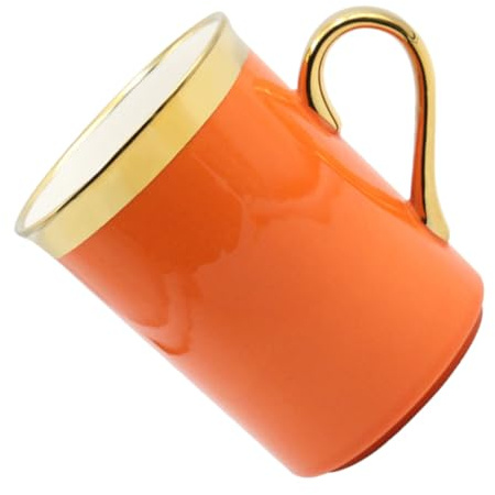 LALADEFIEE Ceramic Milk Cup with Anti-Scald Handle Handheld Drinks Mug for Coffee Tea Juice Orange Simple Nordic Style